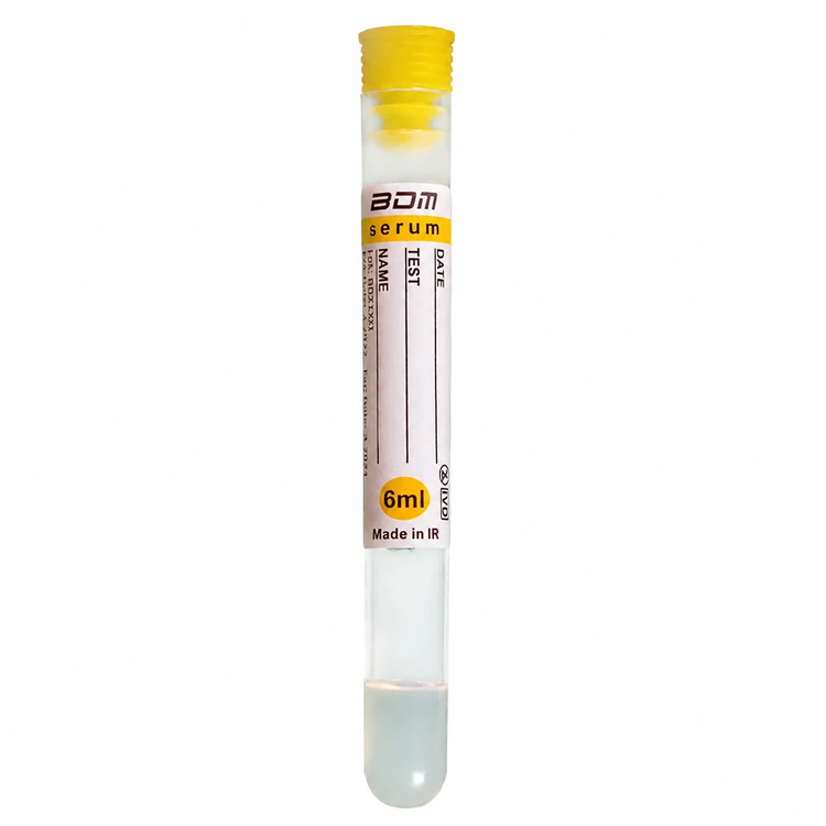 لوله لخته ژل دار BDM حجم 6ml سایز 100*12 مدل غیروکیوم