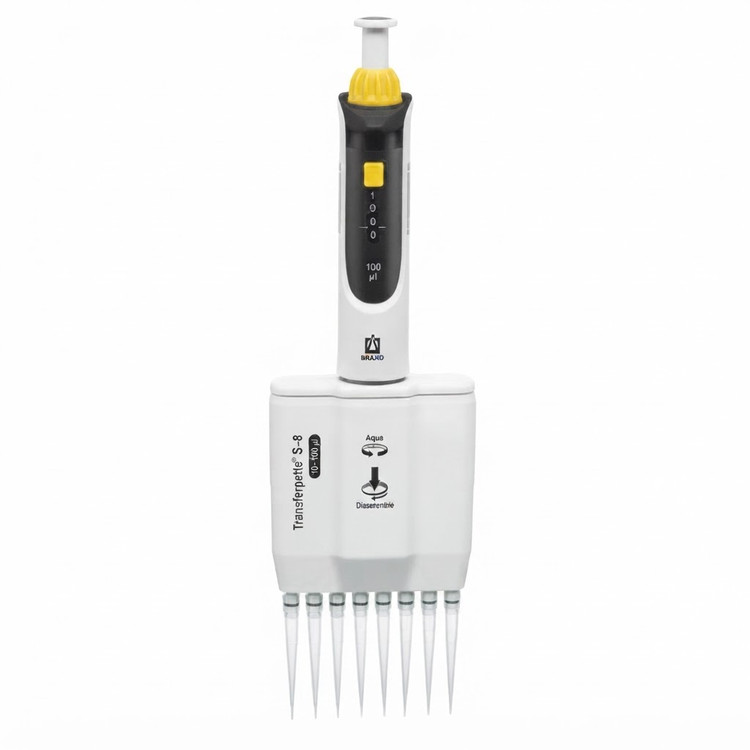 سمپلر ۸ کاناله متغیر (8-Channel Micropipette) از برند معتبر BRAND آلمان، مدل Transferpette® S -8